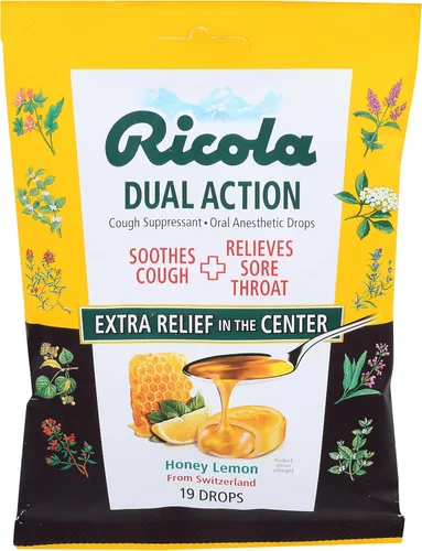 Ricola Gotas para la tos de limón y miel de doble acción, 19 unidades