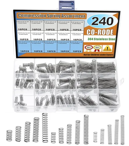 CO-RODE Kit surtido de 240 resortes de compresión de 15 tamaños, mini resortes de acero inoxidable para reparaciones, 0.39 a 1.18 pulgadas de