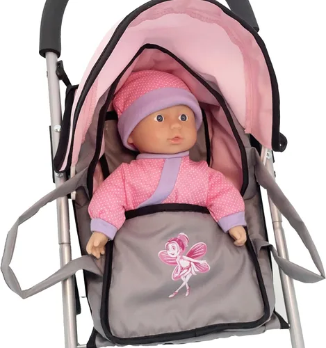 Vista 4 de Dimian Bambolina: Juego de muñeca con cochecito, incluye muñeca suave de 11.5 pulgadas (11.4 in) y cuna de transporte, juego de simulación