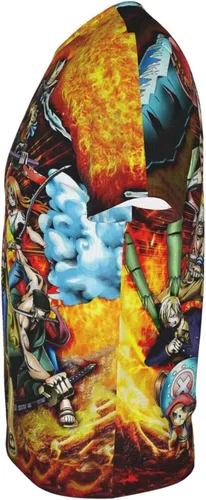 Vista 4 de Caubvty Camiseta de manga corta con estampado 3D de Monkey Luffy de una pieza para hombre y mujer