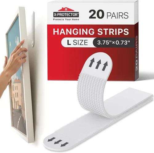 Vista 10 de X-Protector Tiras para Colgar Cuadros - 20 Pares de Colgadores de Cuadros Sin Daños - Colgadores Autoadhesivos Sin Clavos - Tiras Resistentes