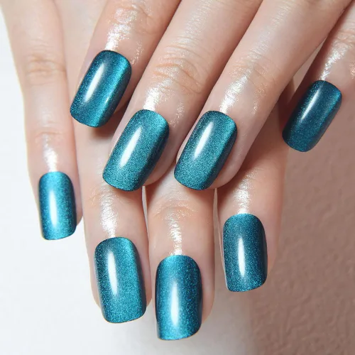 Vista 32 de evpct-Uñas postizas de gel a presión estilo bailarina y ojo de gato; cuadradas y medianas, con pegamento, reutilizables, suaves, acrílicas