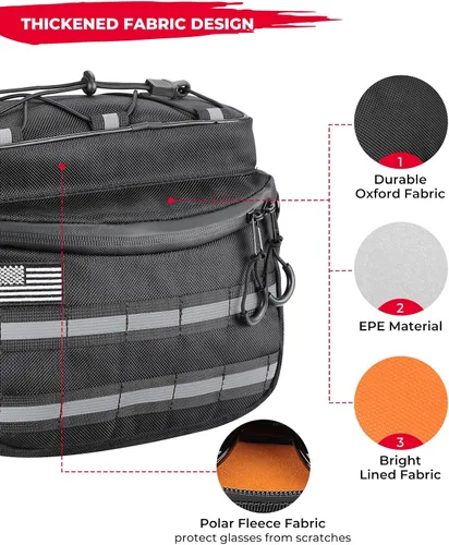 Vista 3 de KEMIMOTO Bolsa de herramientas para manillar de motocicleta con tiras reflectantes 2.5L Bolsa de barra de mango de bicicleta Sissy Bar Bolsa