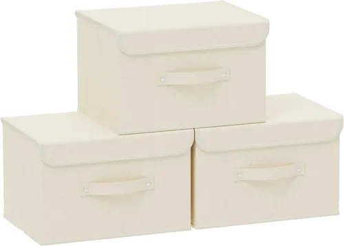 Vista 27 de Cajas de almacenamiento, contenedores de almacenamiento plegables con tapas, cestas de almacenamiento de tela de algodón y lino con asa