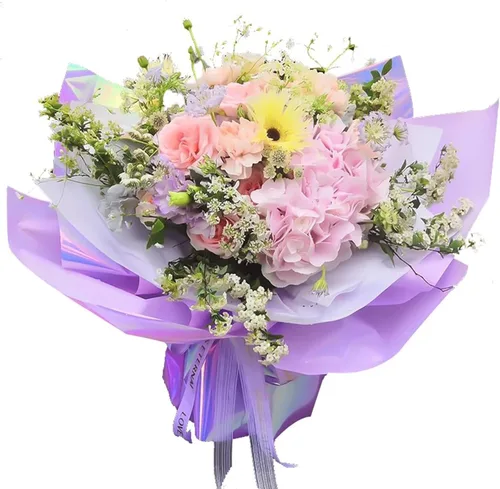 Vista 4 de Oakbud 20 hojas de papel de regalo de flores iridiscentes de doble cara, suministros de ramo de floristería impermeables, manualidades, embalaje