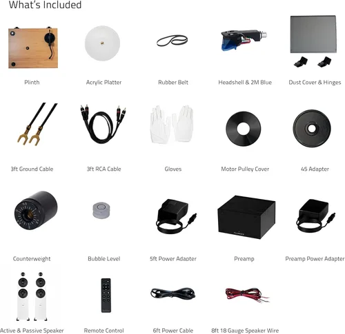 Vista 9 de Fluance RT85 Reference High Fidelity Vinyl Turntable, PA10 Phono Preamp and Ai81 Powered Floorstanding Speakers, Ortofon 2M Blue Cartridge, 150W