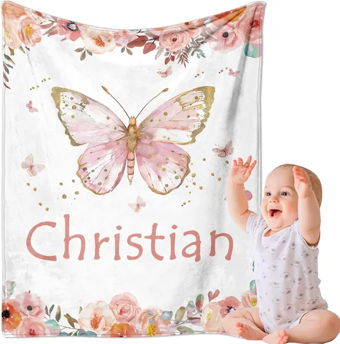 Vista 9 de Corissy envía al día siguiente, mantas personalizadas para bebé, manta personalizada para bebé con nombre para niñas, regalo para Navidad