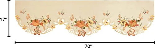 Vista 8 de Simhomsen Calabazas Bordadas Beige de Otoño Camino de Mesa para Repisa Superior para Acción de Gracias (70 × 17 pulgadas)