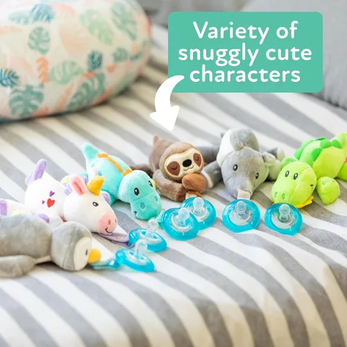 Vista 8 de Nuby Calming Natural Flex Snuggleez Chupete con felpa Combo Set para acurrucarse con comodidad, cocodrilo