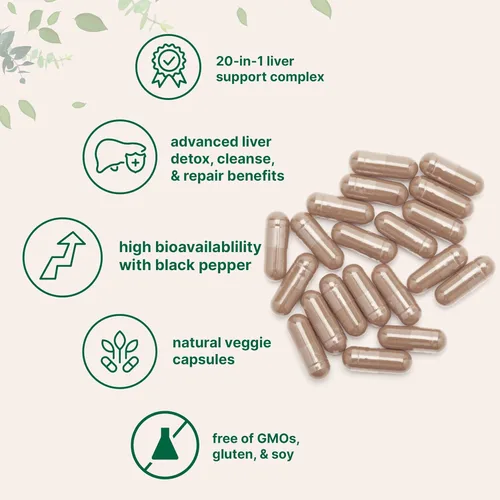 Vista 4 de Micro Ingredients Cápsulas vegetarianas de desintoxicación hepática y gomitas Ashwagandha KSM-66 de 300 mg Paquete de 2 unidades Limpieza