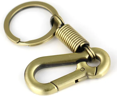 Vista 7 de Maycom Llavero simple de estilo retro resistente con forma de mosquetón, anillo para llaves, llavero, portallaves, S, Negro
