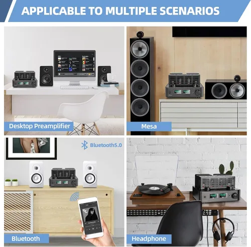 Vista 7 de Tube Amplifier, Tube Amplifier Home Audio, Stereo Vacuum Tube Amplifier, with Bluetooth 5.0, Treble Bass Control, Subwoofer Output, Headphone