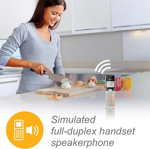 Vista 11 de Teléfono inalámbrico expandible DECT 6.0 con sistema de respuesta y bloqueador inteligente de llamadas de AT&T CL82207, Plateado/Negro