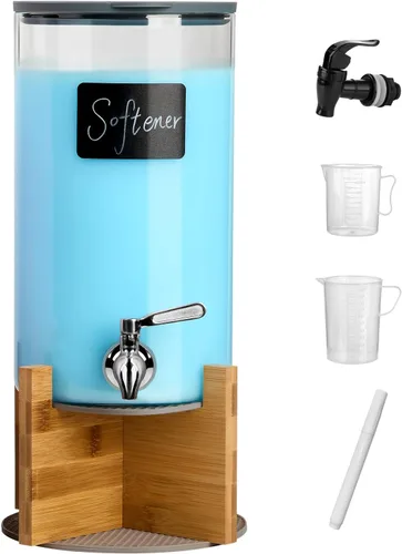 Dispensador de detergente de vidrio Spreccio con soporte, dispensadores de líquido para ropa de 1.1 galones con grifo de acero inoxidable,