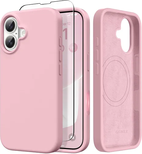 Vista 202 de GONEZ Funda magnética para iPhone 14, compatible con Magsafe, con protector de pantalla + protector de cámara, forro de microfibra antiarañazos