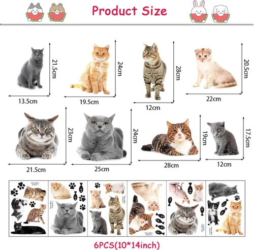 Vista 2 de Calcomanías de pared 3D con diseño de gatito, calcomanías removibles para pared, diseño de patas de gato, calcomanías de pared para despegar y Kitty
