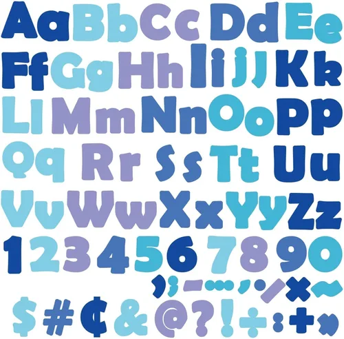 Vista 11 de 260 piezas de letras en blanco y negro para tablón de anuncios de aula, paquete combinado de letras de 4 pulgadas, juego de puntos y rayas