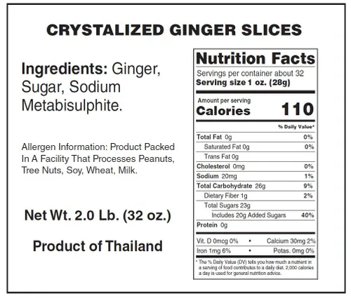 Vista 5 de Rebanadas de jengibre seco Piezas de frutas deshidratadas para aperitivos, hornear o cocinar Certificado Kosher Snacks saludables de frutas