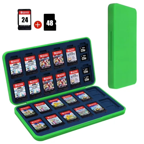 FYY Nintendo Switch Game Case - Nintendo Switch Game Holder for Nintendo Switch Cartridge Case with 24 Game Card Slots & 48 Micro SD Card Slots,