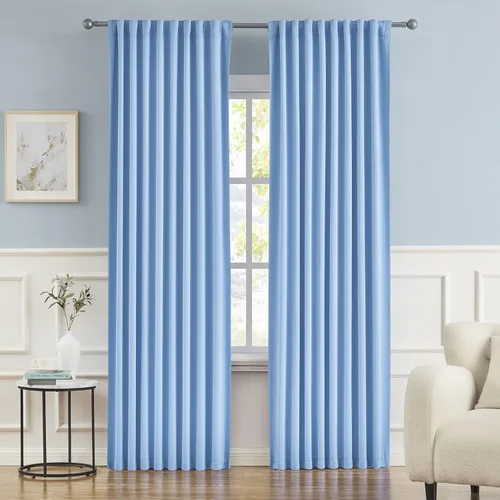 Vista 20 de Cortinas opacas con pestaña trasera y bolsillo para barra, oscurecimiento de habitación, aislamiento térmico (1 panel, negro, 60 x 45 pulgadas)