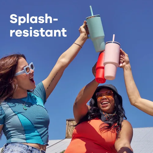 Vista 3 de Hydro Flask Vaso de Viaje de 40 Oz con Asa, Tapa y Pajita - Acero Inoxidable Aislado en 40 Oz Birch