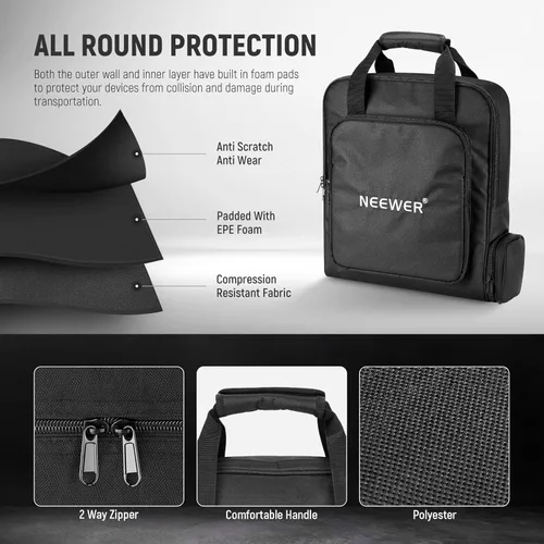 Vista 5 de Neewer Bolsa de viaje portátil compatible con mini platos y accesorios Starlink, funda protectora ligera para transporte al aire libre con sección