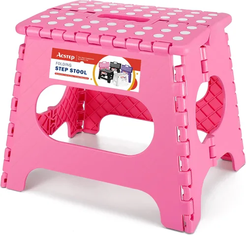 Vista 14 de ACSTEP Taburete plegable para adultos de 11 pulgadas de altura, taburete de plástico ligero plegable con capacidad de hasta 300 lbs, taburete