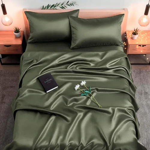 Vista 18 de Colorado Home Co SUNDAYSILKS Sábanas de seda de morera Juego de 4 piezas Queen Ropa de cama natural Suave y duradera Seda real orgánica