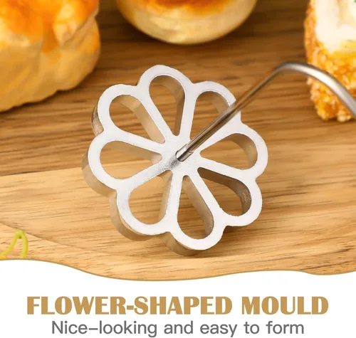 Vista 2 de IMIKEYA Molde para bunuelos con mango roseta Timbale Maker Flower Achappam Mold Waffle Mold Rosette Cookie Cutter herramienta para hornear