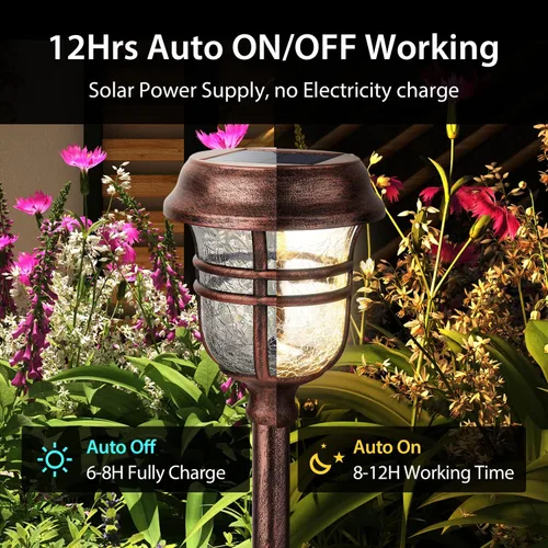 Vista 5 de XMCOSY+ Luces solares para caminos al aire libre, paquete de 6 luces solares RGBW para exteriores, encendido/apagado automático IP65, luces solares