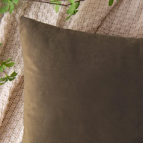 Vista 2 de EMEMA Paquete de 2 fundas de almohada de terciopelo, fundas de almohada cuadradas decorativas, suaves y sólidas, para sofá, dormitorio, silla