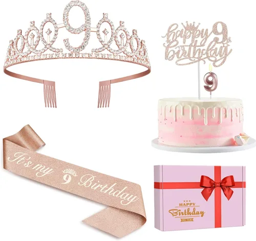 Vista 25 de Decoraciones de cumpleaños de 33 años para mujeres, incluyendo banda de cumpleaños, tiara/corona, velas numéricas y decoración de pastel, regalos