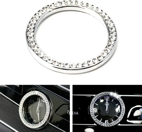 Vista 9 de iJDMTOY Cristal plateado cromado interior tablero analógico decoración anillo embellecedor compatible con Mercedes W205 Clase C W213 Clase E X205
