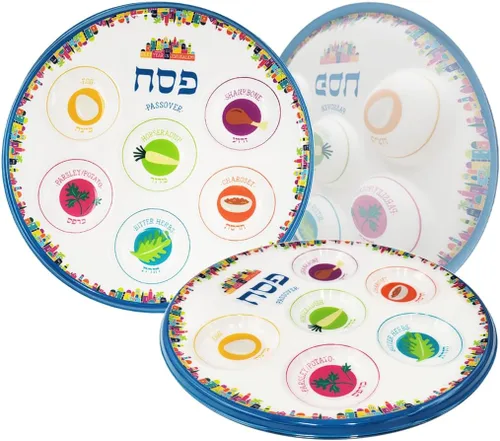 Vista 16 de The Dreidel Company Classic Seder Plate - Plato desechable para seder, paquete de 2 platos desechables de plástico de calidad de lujo de 10 pulgadas
