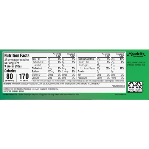 Vista 2 de Clif Bloks Sours - Sabor manzana verde - Masticables energéticos - Sin OGM - A base de plantas - Combustible rápido para ciclismo y correr