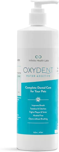Oxydent - Solución de cuidado dental para mascotas, aditivo de agua para mascotas y enjuague bucal para limpieza de dientes, elimina el mal aliento