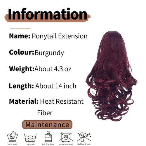 Vista 3 de LVLUOHAO Extensión de cola de caballo con clip de garra de 14 pulgadas de largo, lacio, natural, sueltas, extensiones de cola de caballo falsas