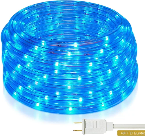 Vista 16 de Cuerda de luces inteligentes para exteriores de 16.4 pies, luces de Navidad impermeables que cambian de color con control remoto, diseño conectable