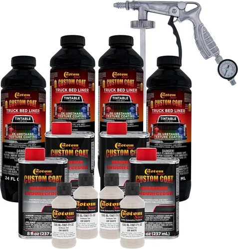 Vista 78 de Custom - Kit de revestimiento de uretano negro de 0.875 galones con pistola de aerosol con regulador