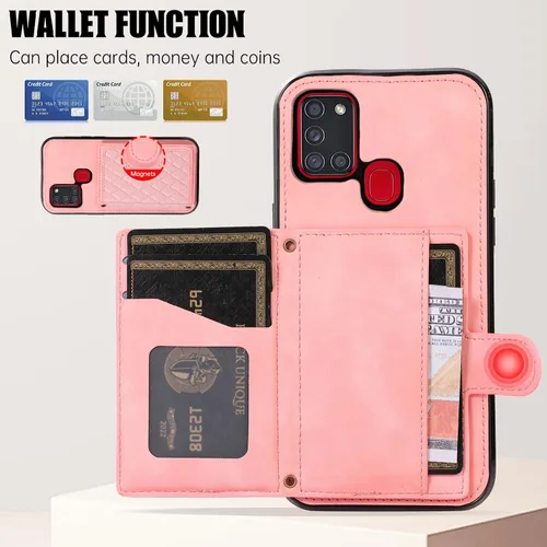 Vista 6 de Asuwish Funda de teléfono para Samsung Galaxy A21S con protector de pantalla de vidrio templado y correa cruzada, soporte para tarjeta de crédito