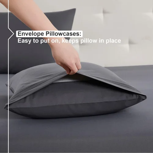 Vista 6 de Nestl - Juego de sábanas. Juego de sábanas 1800 con bolsillo profundo Sábanas de microfibra de doble cepillado lujosas de hotel Sábana de colchón