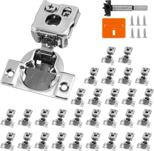 Vista 22 de Bisagras de gabinete de 1 pulgada de superposición con cierre suave, 2 paquetes de bisagras de cierre lento y suave para gabinetes de cocina