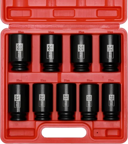 Vista 8 de Mayouko Juego de dados de impacto profundo de 1/2 pulgada, 9 piezas, 1.142-1.496 in, tuercas de eje métrico, profundo, 6 puntos, CR-MO