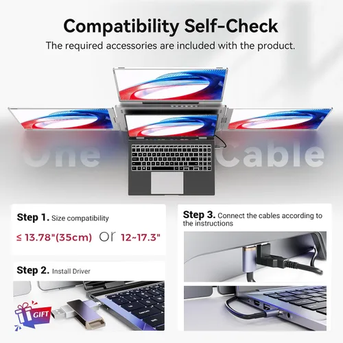 Vista 6 de Extensor de pantalla para portátil de 16", extensor de monitor