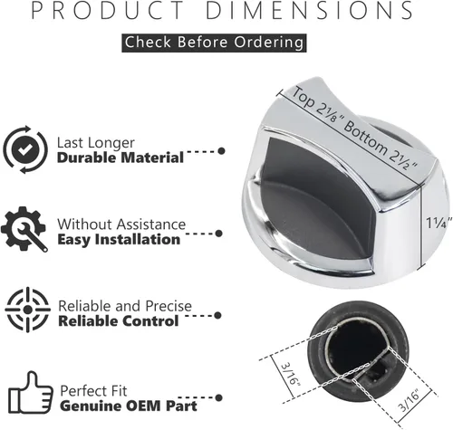 Vista 5 de 806597 Perilla de control de lavadora y secadora para lavadora compatible con el dispositivo Speed Queen Dryer Sustituye a 4961989, AP6339803