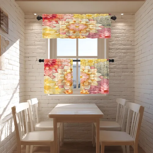 Vista 899 de Cortinas opacas de poliéster multicapa para cafetería, con diseño de diamantes, 2 unidades, 26 x 24 pulgadas