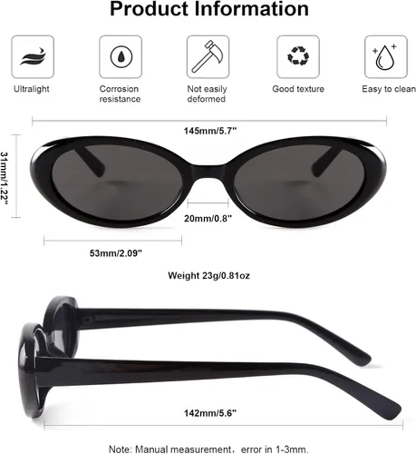 Vista 7 de Gafas de sol de los años 90 para mujeres y hombres, gafas de sol ovaladas