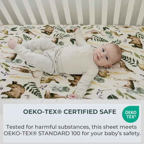 Vista 5 de Pobibaby - Paquete de 2 sábanas ajustables premium para cuna de bebé niño para colchón estándar de cuna - Mezcla de algodón ultrasuave, segura