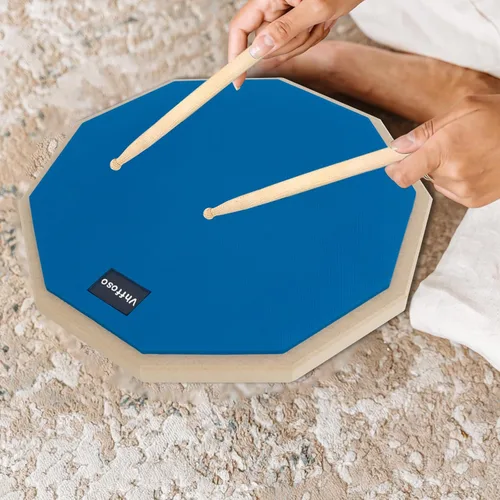 Vista 20 de Almohadilla y palos de práctica de 12 pulgadas, almohadilla de tambor para principiantes con baquetas (2 pares) y bolsa de transporte, almohadilla