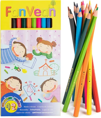 Lápices de colores, 12 lápices de colores preafilados, juego de aula, suministros escolares para niños Multicolor (12 unidades)